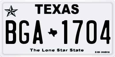 TX license plate BGA1704