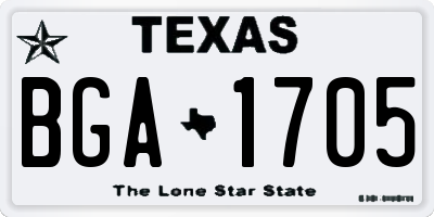 TX license plate BGA1705
