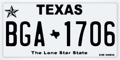 TX license plate BGA1706