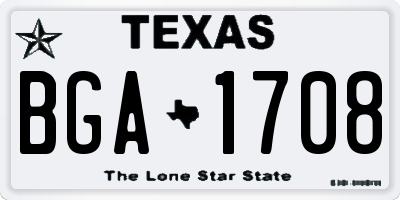 TX license plate BGA1708