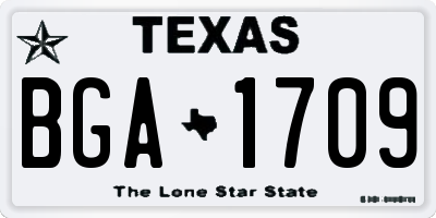 TX license plate BGA1709