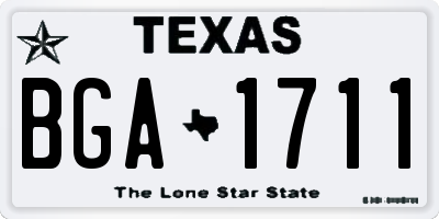 TX license plate BGA1711