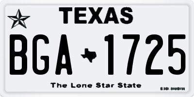 TX license plate BGA1725
