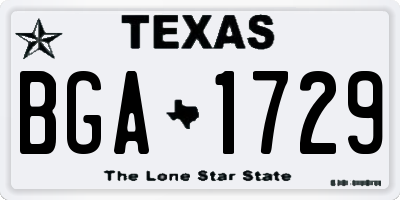 TX license plate BGA1729