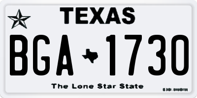 TX license plate BGA1730