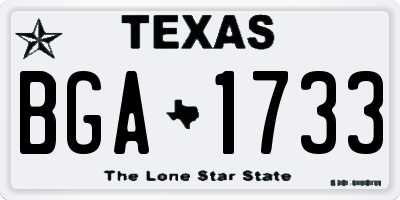 TX license plate BGA1733