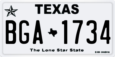 TX license plate BGA1734