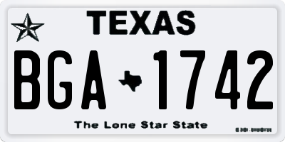 TX license plate BGA1742