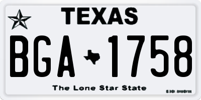 TX license plate BGA1758
