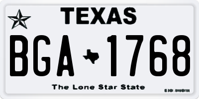 TX license plate BGA1768