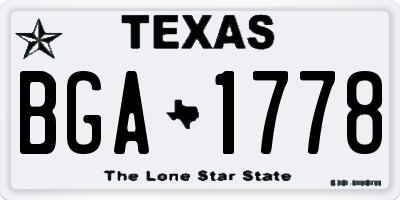 TX license plate BGA1778