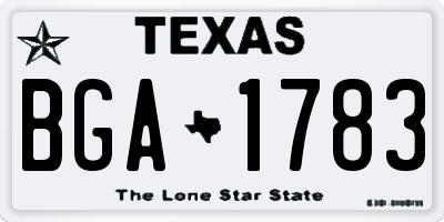 TX license plate BGA1783