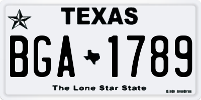 TX license plate BGA1789