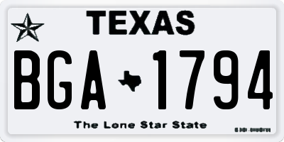 TX license plate BGA1794