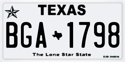 TX license plate BGA1798