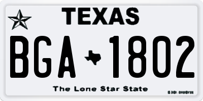 TX license plate BGA1802