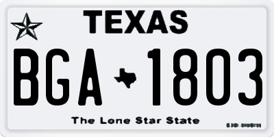 TX license plate BGA1803