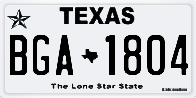 TX license plate BGA1804