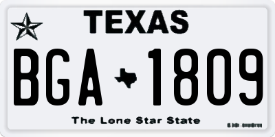 TX license plate BGA1809