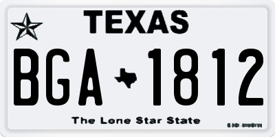 TX license plate BGA1812