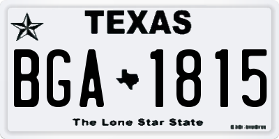 TX license plate BGA1815
