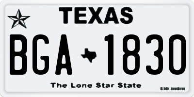TX license plate BGA1830