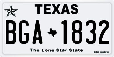 TX license plate BGA1832