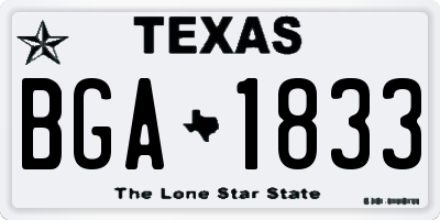 TX license plate BGA1833