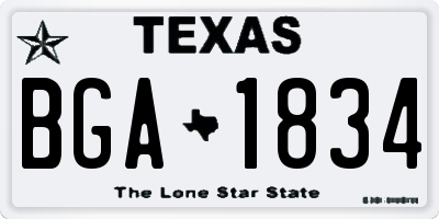 TX license plate BGA1834