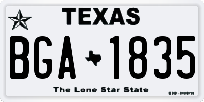 TX license plate BGA1835