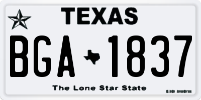 TX license plate BGA1837