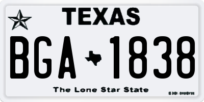 TX license plate BGA1838