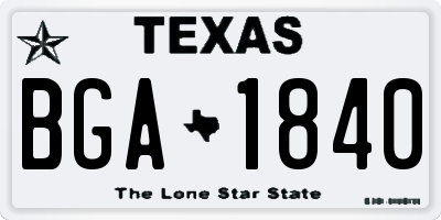 TX license plate BGA1840