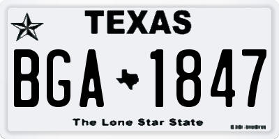 TX license plate BGA1847