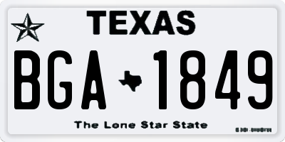 TX license plate BGA1849