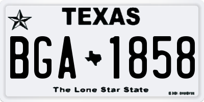 TX license plate BGA1858