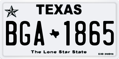TX license plate BGA1865