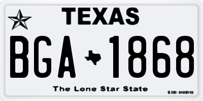 TX license plate BGA1868