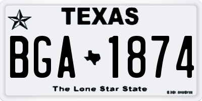 TX license plate BGA1874