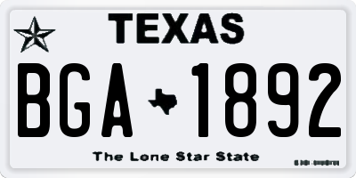 TX license plate BGA1892