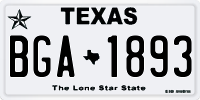 TX license plate BGA1893