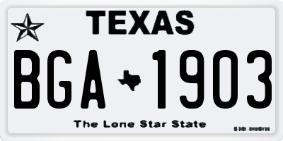 TX license plate BGA1903