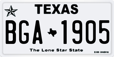 TX license plate BGA1905