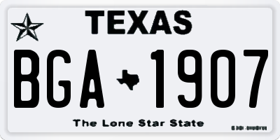 TX license plate BGA1907