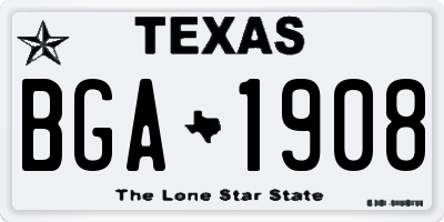 TX license plate BGA1908