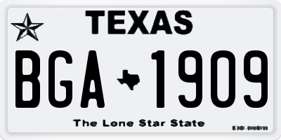 TX license plate BGA1909