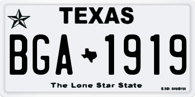 TX license plate BGA1919