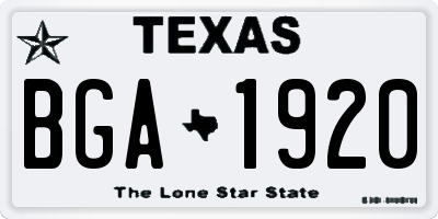 TX license plate BGA1920
