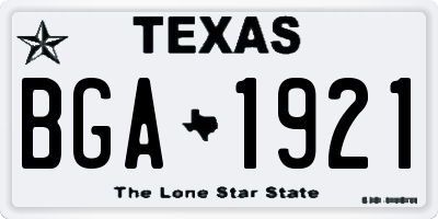 TX license plate BGA1921