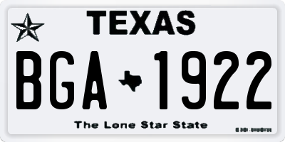 TX license plate BGA1922